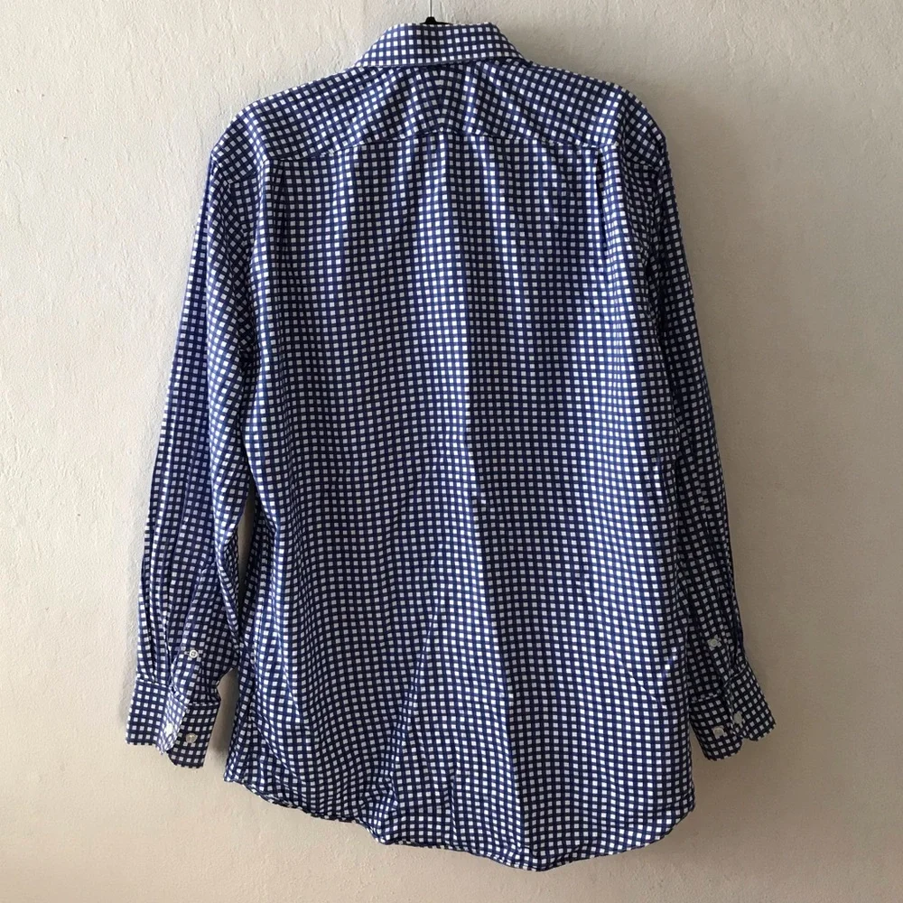 Neiman Marcus Blue and White Checkered Button Shirt
