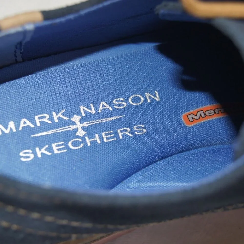 Mark Nason Skechers Men's Memory Foam Lux Footbed Shoes US Size 7.5 Navy Bartime