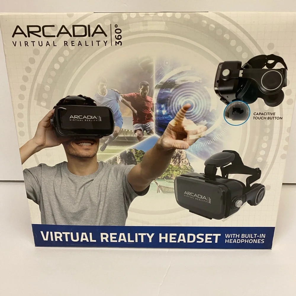 Virtual Reality Headset with Built-in Headphones 360Degree