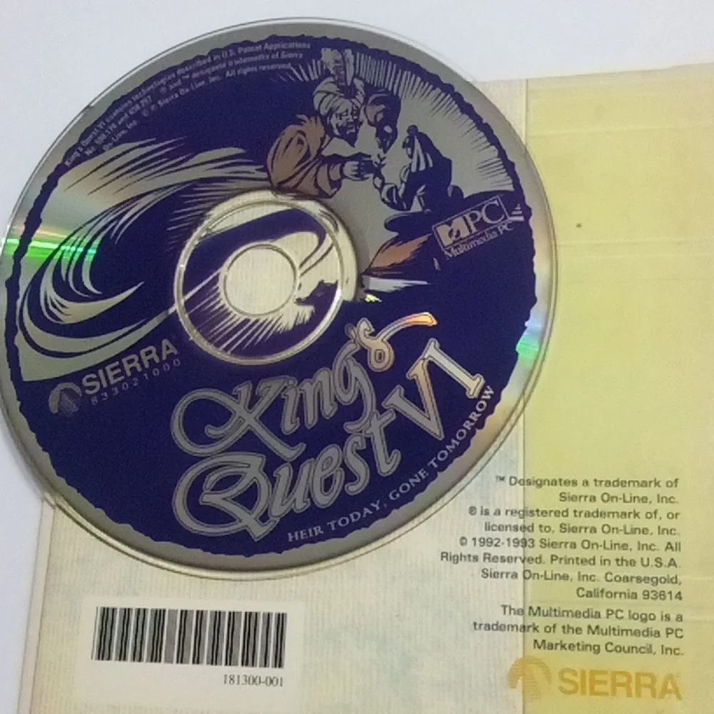2/$20 1992 King's Quest VI Heir Today, Gone Tomorrow Sierra CD-ROM
