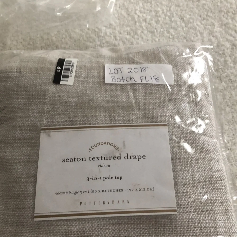 Pottery Barn Seaton 3 in 1 Pole top curtain panel in Neutral