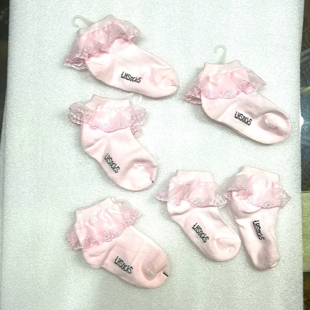 Little Girl Doll Soft Pink Ruffle Socks