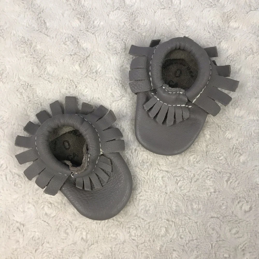 Freshly Picked Gray Baby Moccasins Fringe Size 0