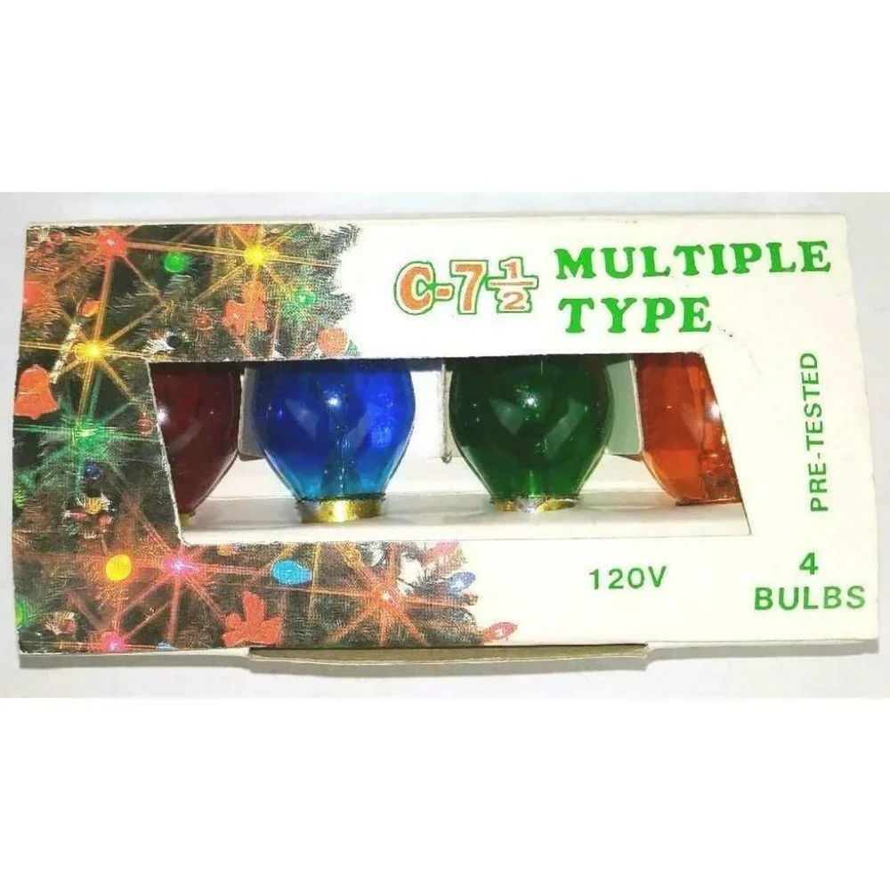 Christmas Light Bulbs Vintage Embassy International C7 1/2 Candelabra 4 pack NOS