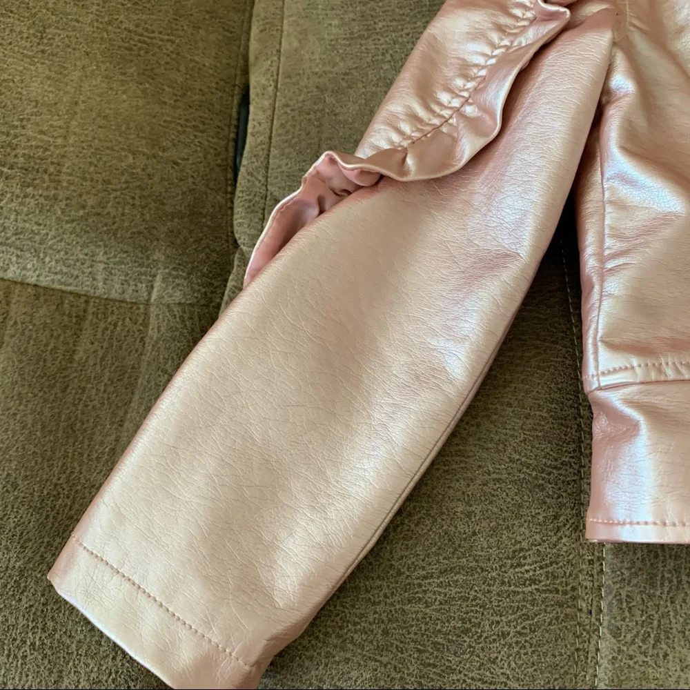 NWOT Art Class Pink Shiny Girls Ruffle Jacket XS