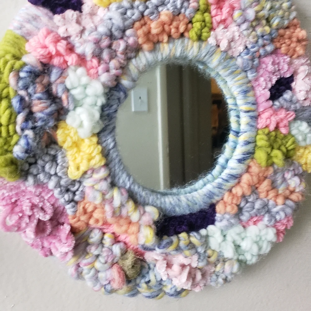 Handmade Pastel Multicolor Round Mirror