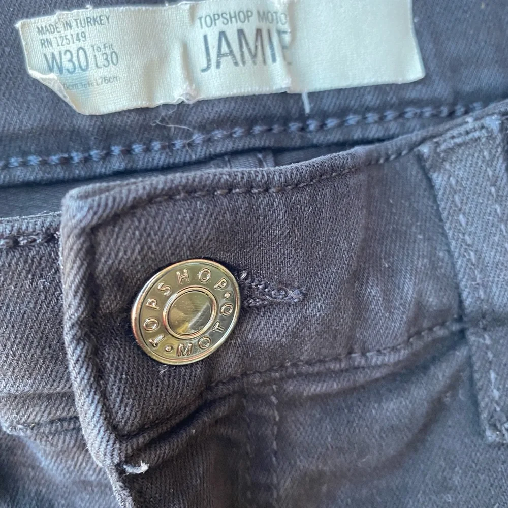 TopShop Distressed Black MoTo Jaime Skinny Jeans