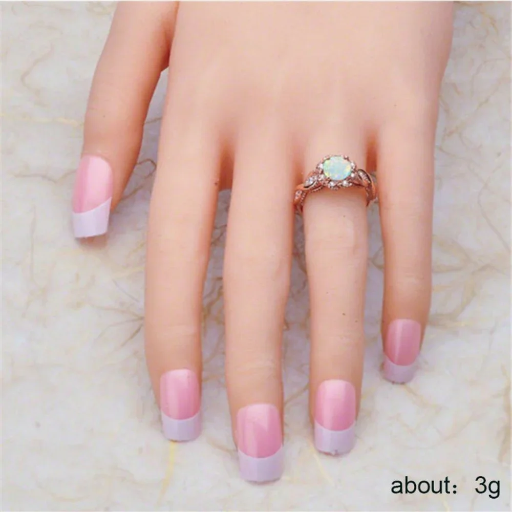 *NEW Rose Gold Round Opal Diamond Halo Twist Ring