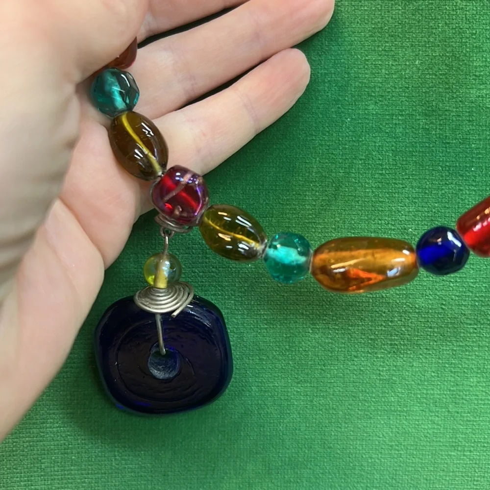 Adjustable Solid Glass Bead Wire Necklace