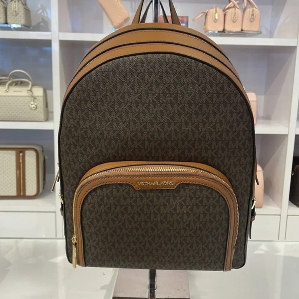 Michael Kors Jaycee Large Zip Pocket Backpack Brown