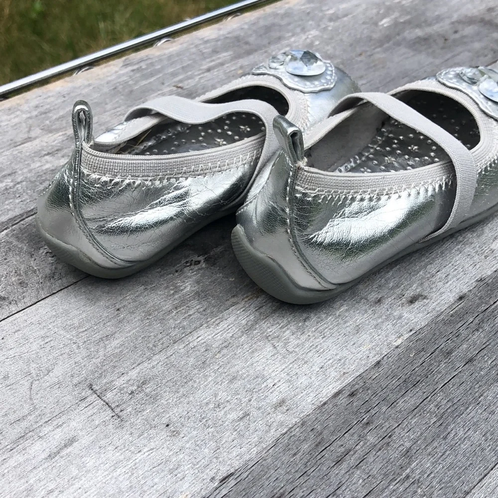 Stuart Weitzman , silver Diamond heart ballerina shoes, size 7 , used