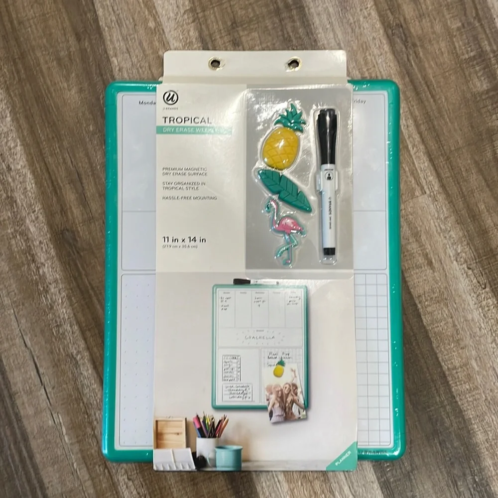 U Brands Tropical Dry Erase Weekly Calendar