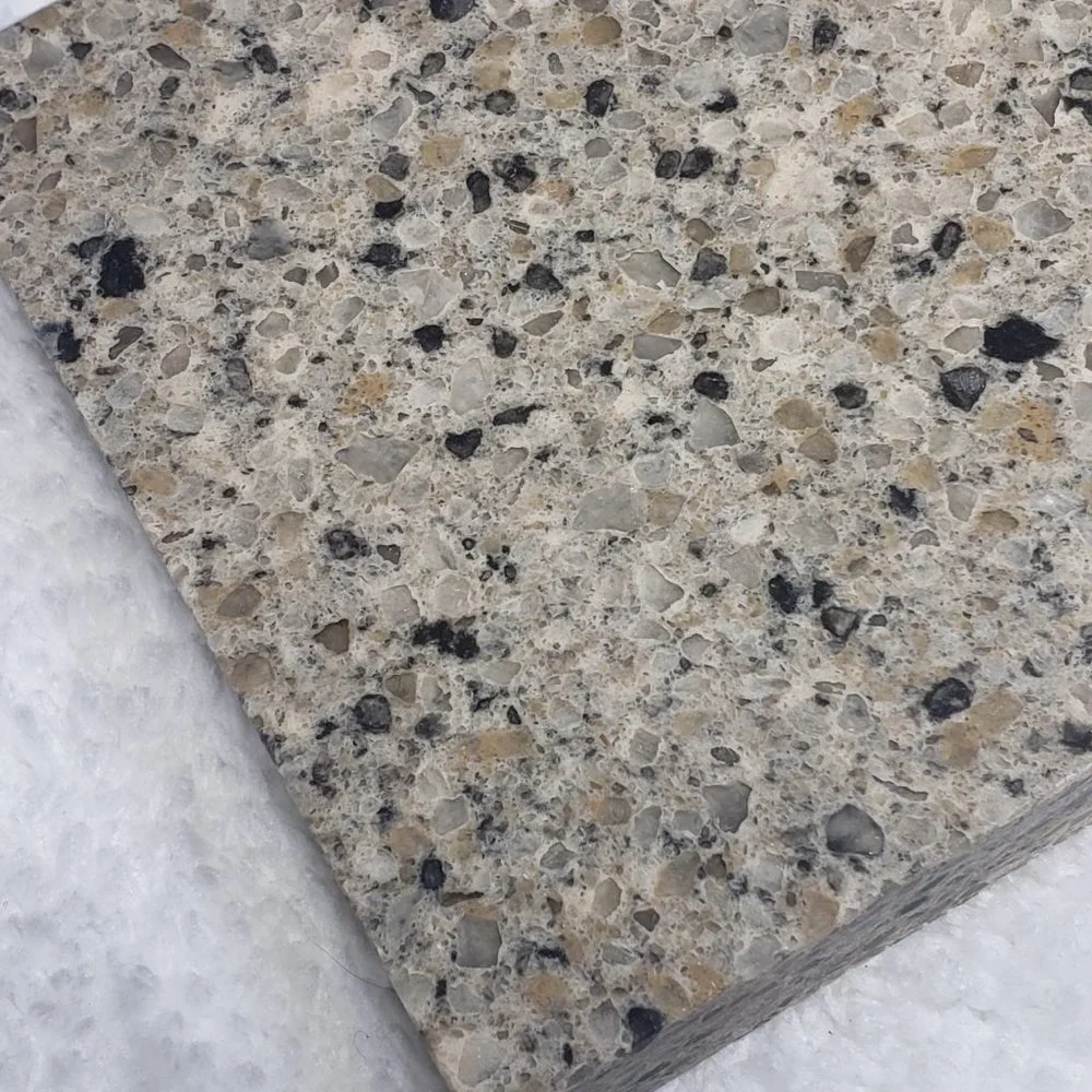 Quartz Stone Cutting Board cheese sushi charcuterie tray 5x10 tan black chip