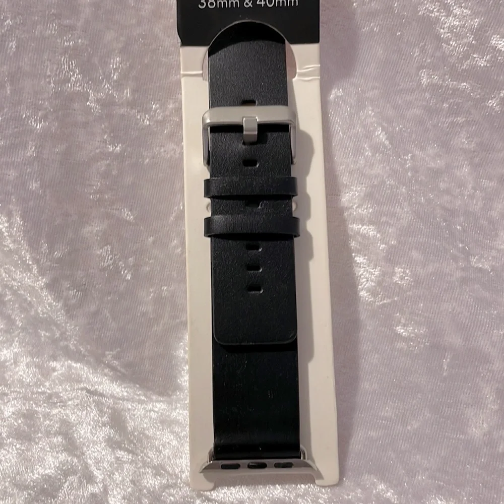 NWT Genuine Leather Black Apple Watch Loop Band, 38/40mm