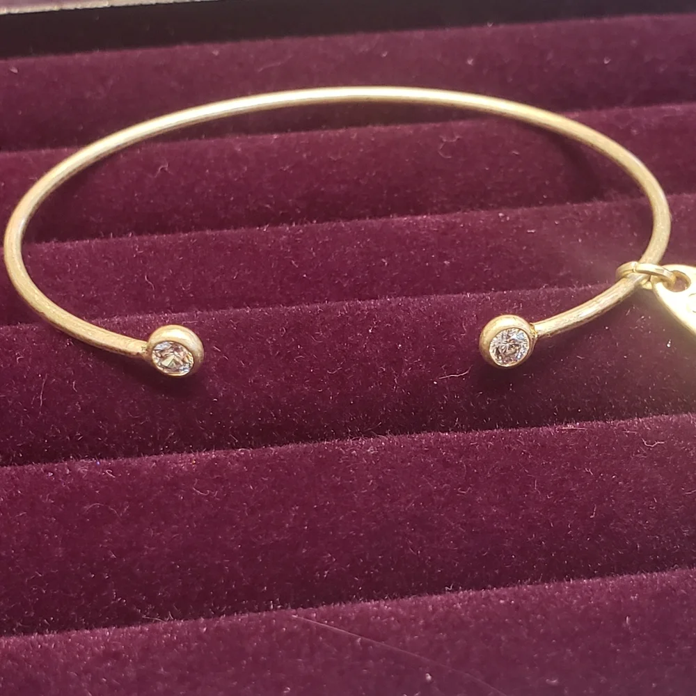 Plunder Gold Tone Crystal End Cuff Bracelet