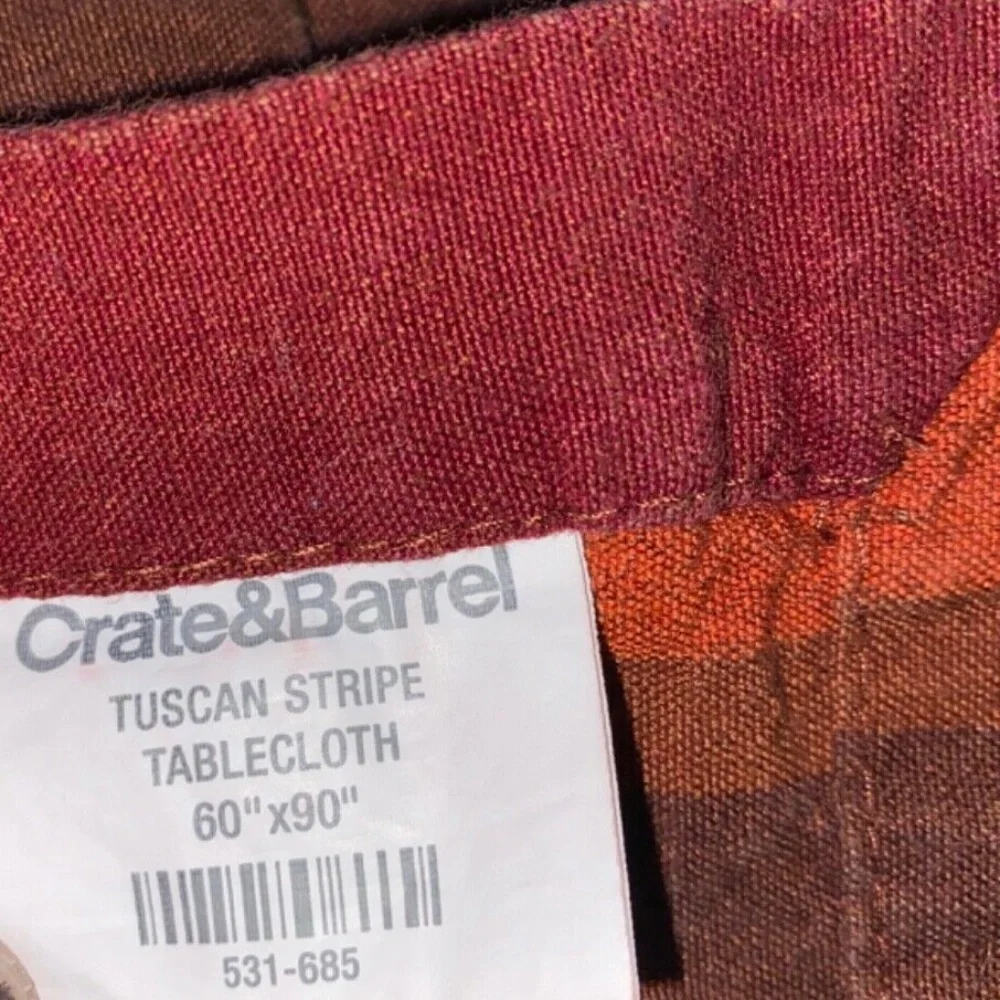 Crate & Barrel Tuscan Stripe Tablecloth 60x90 & 8 Napkins