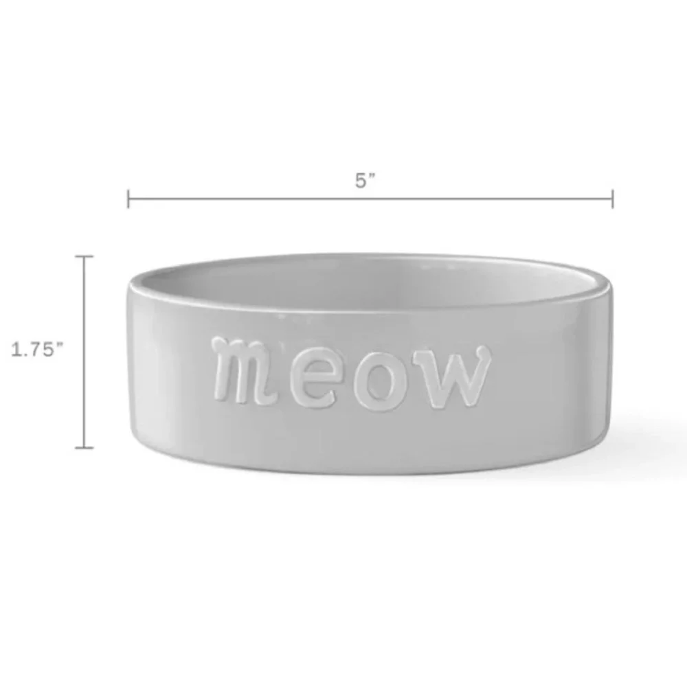 “meow” sculpted small bowl-grey/pale pink/mustard