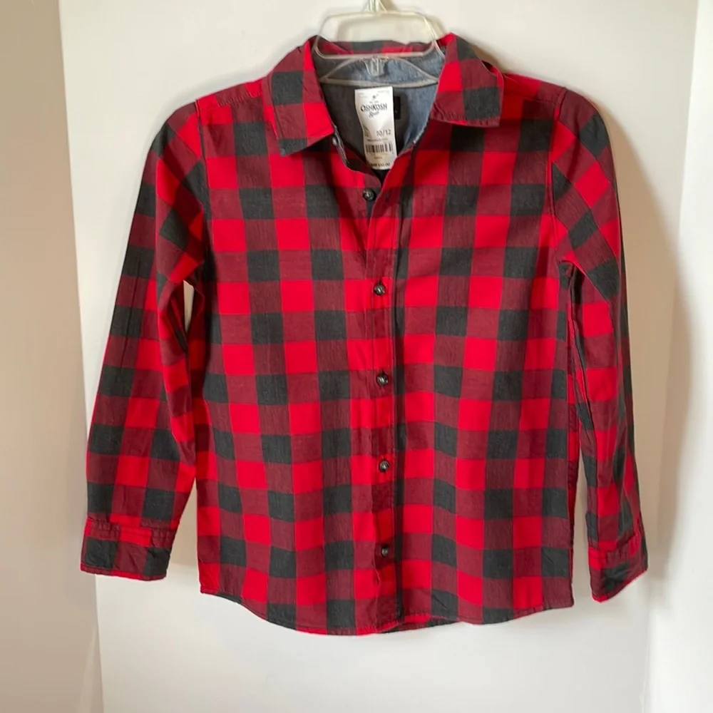Oshkosh B'gosh (Big Boys) Size 10-12 Button Down Shirt Plaid Print