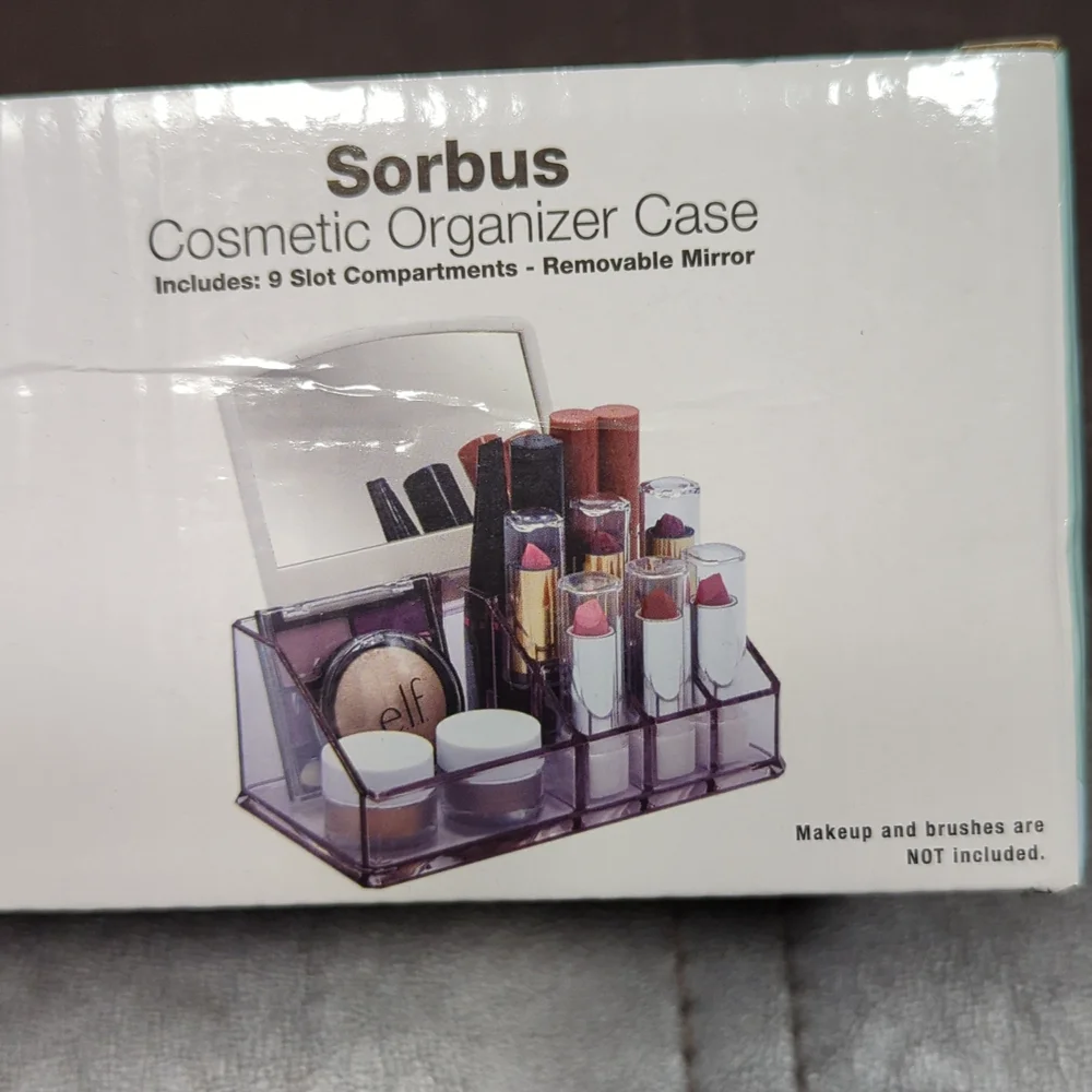 Sorbus 9 Compartment Cosmetic Organizer Case with Removable Mirror