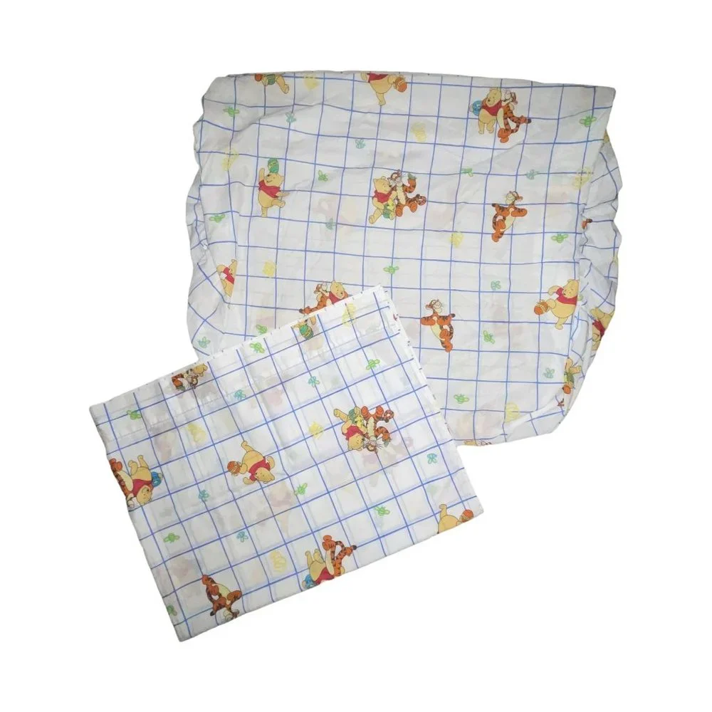 Rare Disney Winnie the Pooh Vintage Twin Flat Fitted Sheets Made in USA HTF