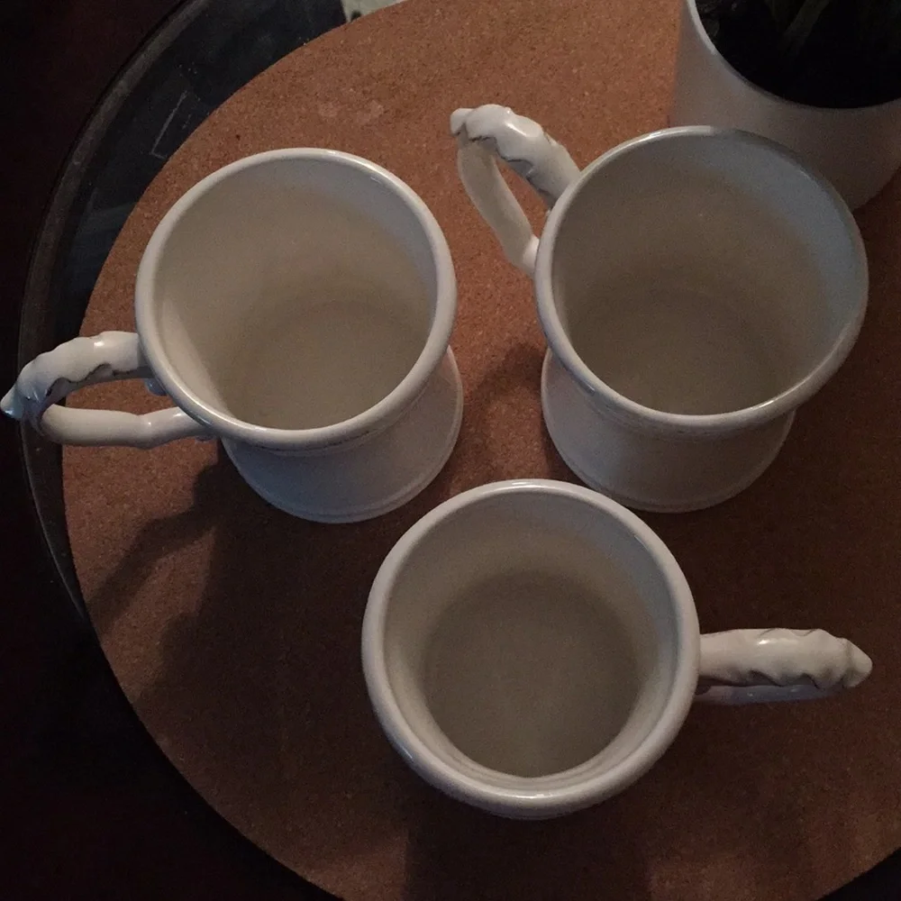 Pier 1 set 3 cup color white and gold