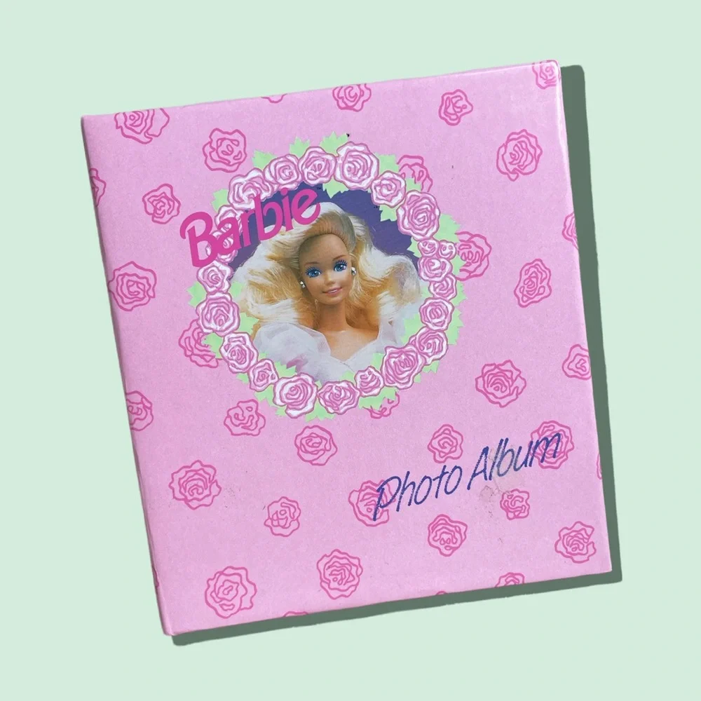 Vintage 1991 Mattel Barbie Small Pink Rose Photo Album Made In The USA Kodak