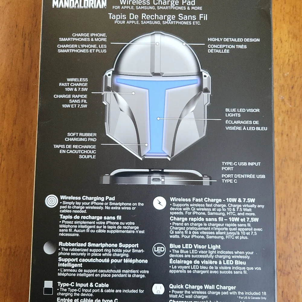 Star Wars Mandalorian Wireless Charge Pad, NEW