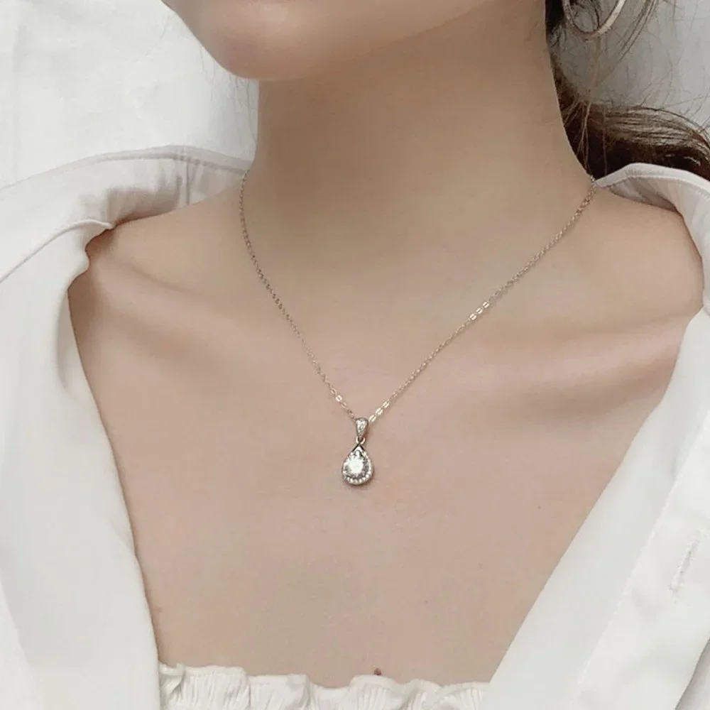 Certified 1ct. t.w. Diamond Moissanite Waterdrop Necklace NEW