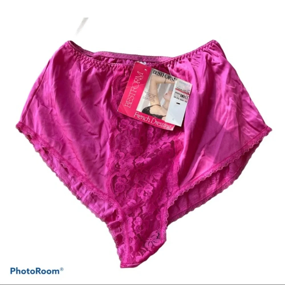 vintage granny panties NWT pink nylon lace S