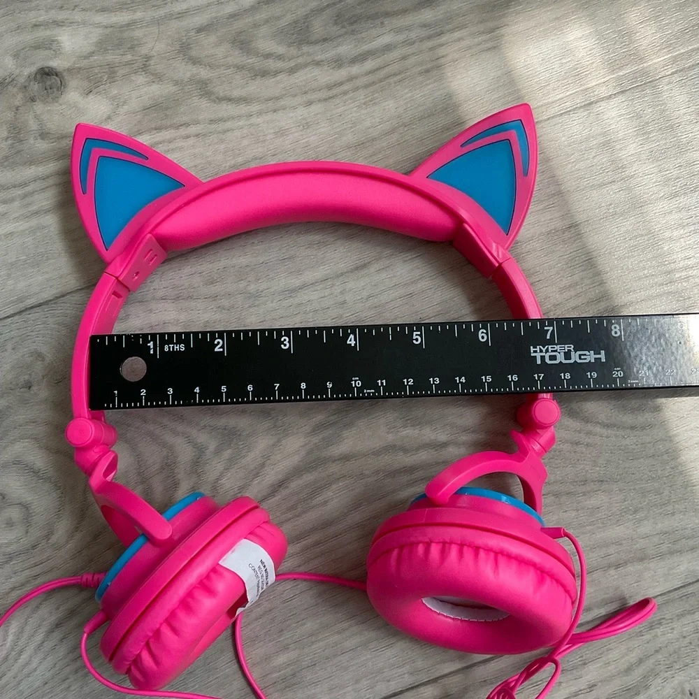 Brand New Justice Hot Pink Cat Ear Headphones with case