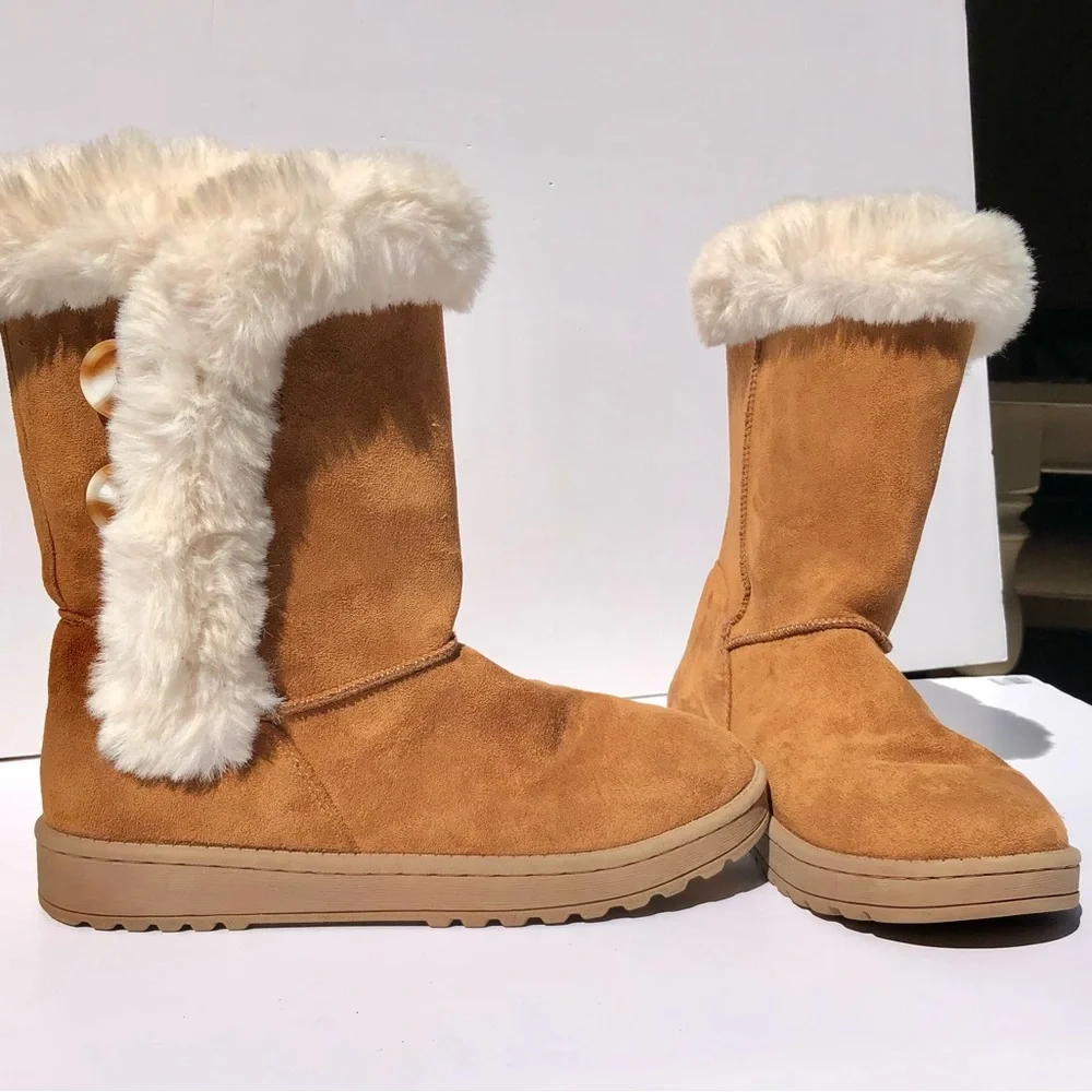 SO SOPHIA CHESTNUT GIRLS 5M WINTER BOOTS FAUX FUR