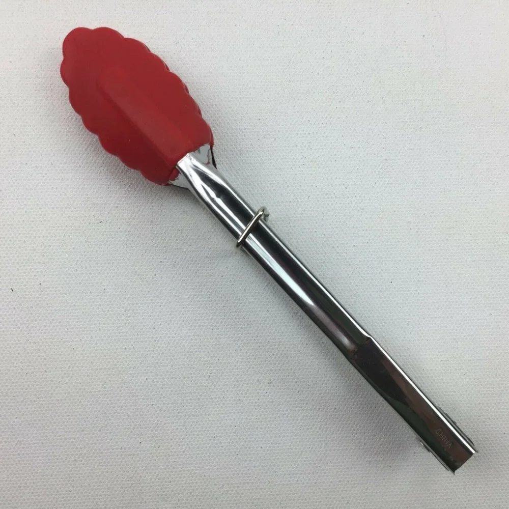 Mini Red Silicone Spatula and Tongs Kitchen Utensils Set of 2 Spoonula