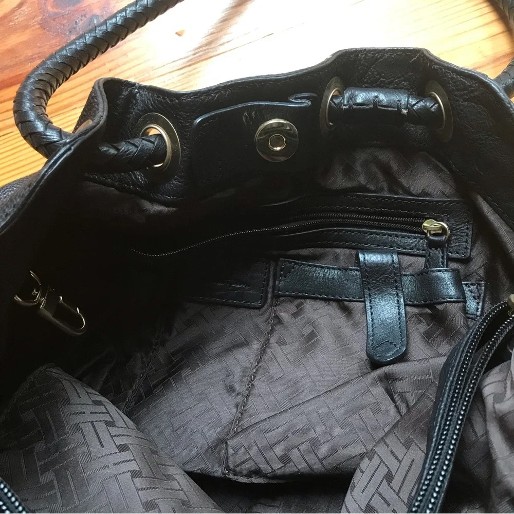 Cole Haan Black Leather Hobo Slouch Shoulder Bag, EUC, 18”