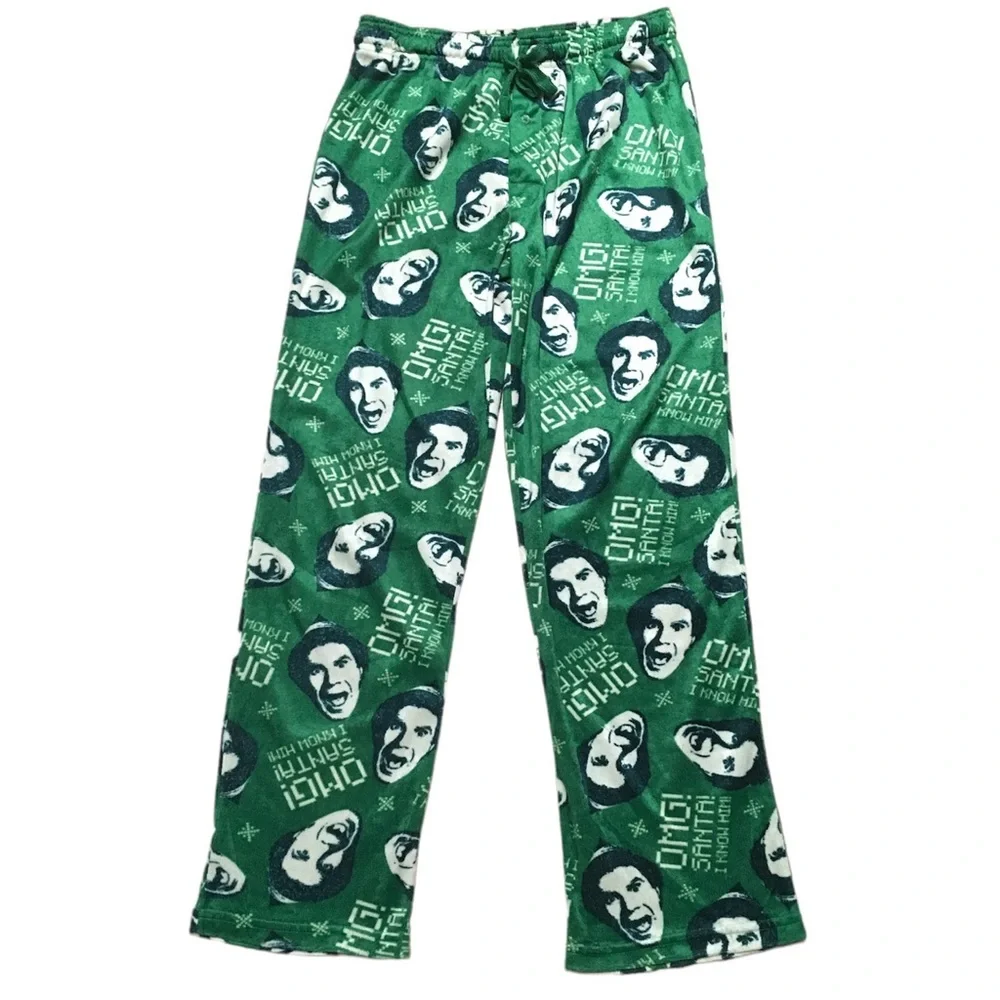 Buddy The Elf OMG Santa I Know Him Christmas Green Sleep Pant Size Medium Unisex
