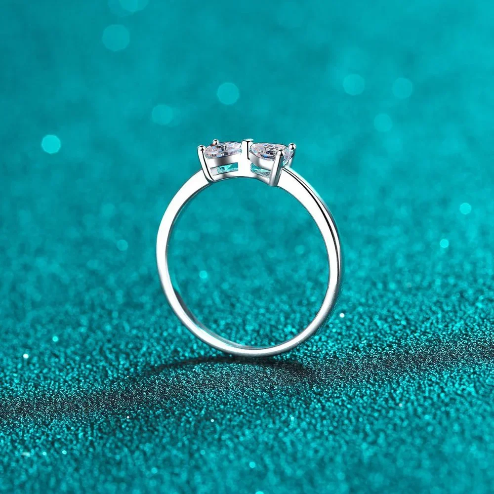 Certified .8 ct. t.w. Moissanite Diamond Heart Bow Ring NEW