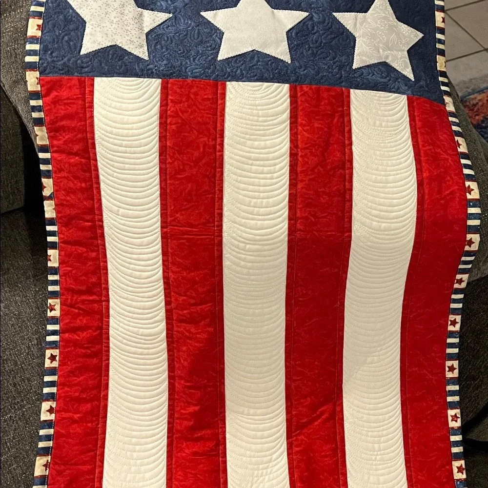 Custom made Patriotic Table Runner - Hand Made with Precision Stitching.