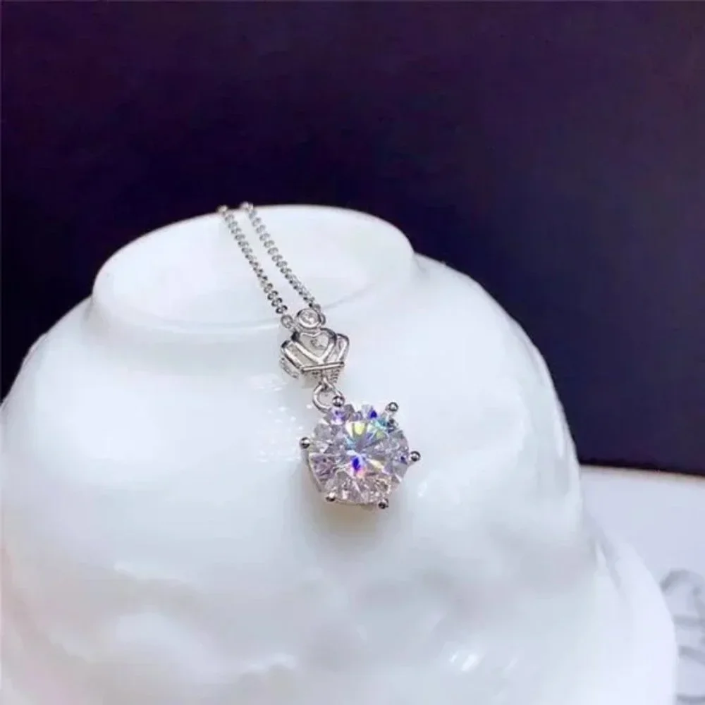 Certified 5ct. t.w. Diamond Moissanite Crown Necklace NEW