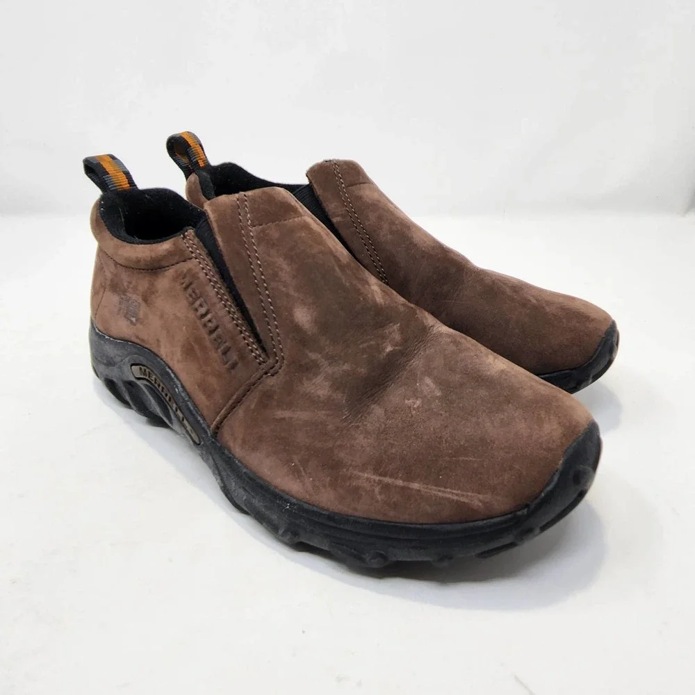 Merrell Kids Jungle Moc Slip on Shoes Size 5 Brown Nubuck Leather Comfort Shoes