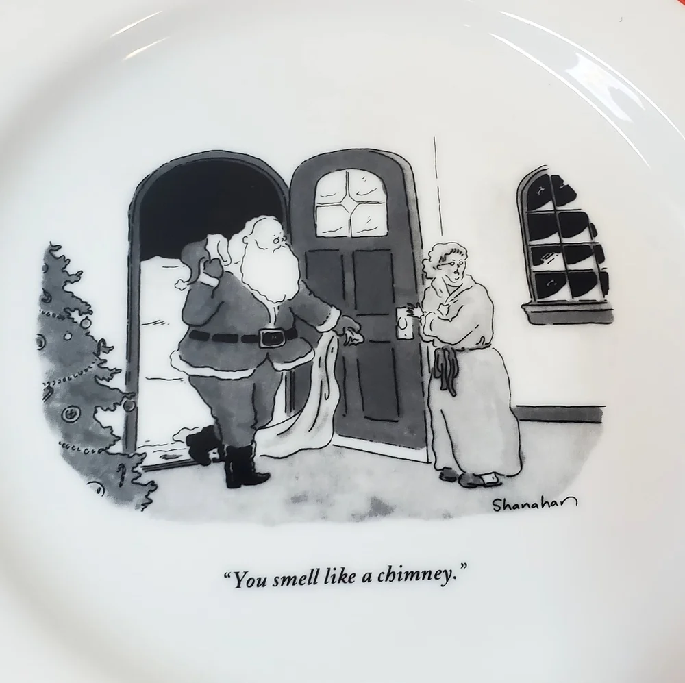 The New Yorker Restoration Hardware Santa Cartoon Plates