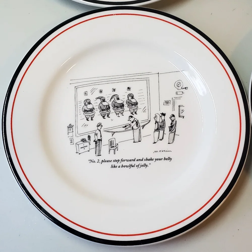 The New Yorker Restoration Hardware Santa Cartoon Plates