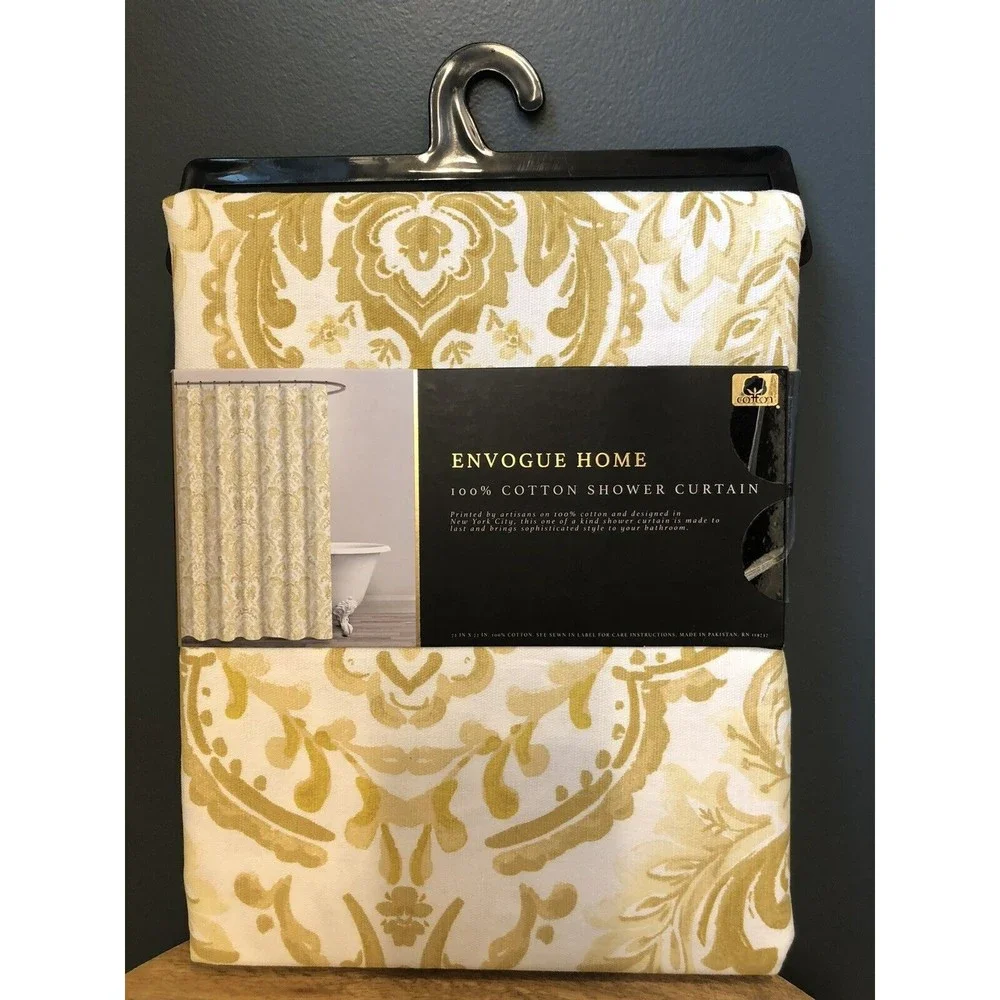 New Envogue Designer Shower Curtain Paisley Medallion Pattern Yellow