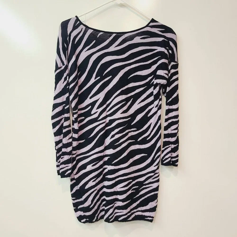 Dana Buchman Purple Black Tiger Animal Print Sweater Womens Medium