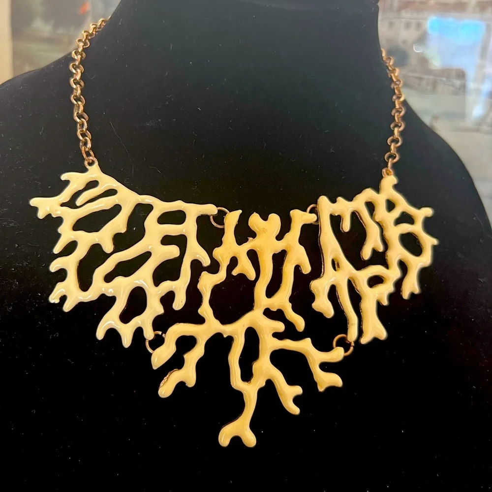Enamel Coral Bib Necklace