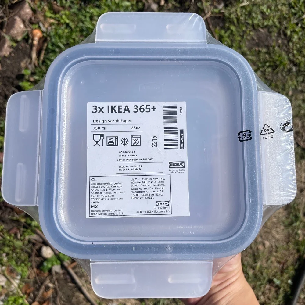 IKEA plastic food containers, 25 oz - 3 pack