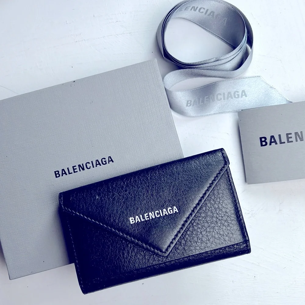 BALENCIAGA Papier Mini Leather Key Ring Case Auth.Black w.box, ribbon unisex