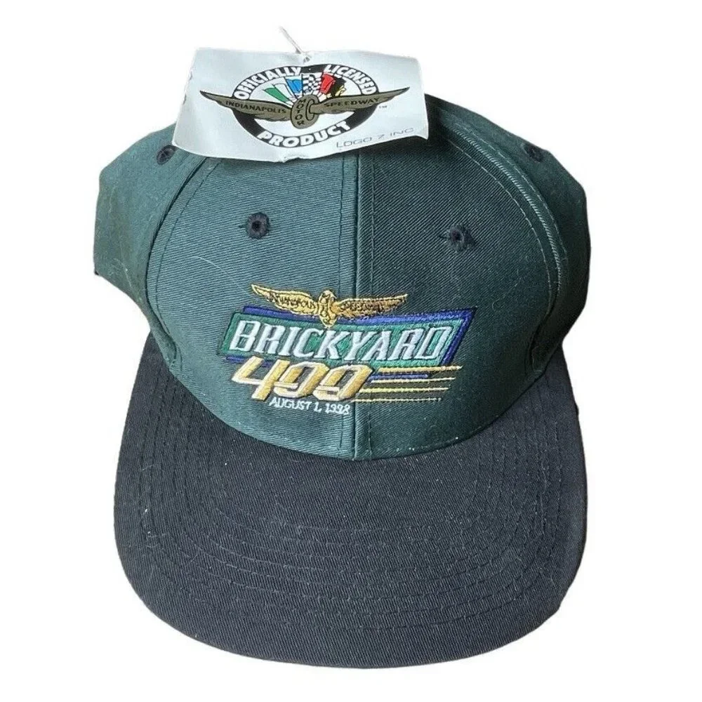 NWT 1999 Brickyard 400 Indy Logo 7 Vintage Snapback Hat Cap 2-Tone Green