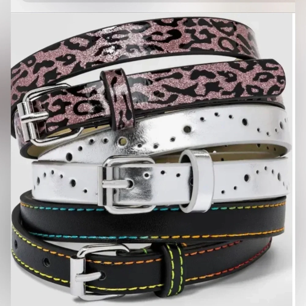 Kids' Cat & Jack 3pk Leopard Printed Belt Size M