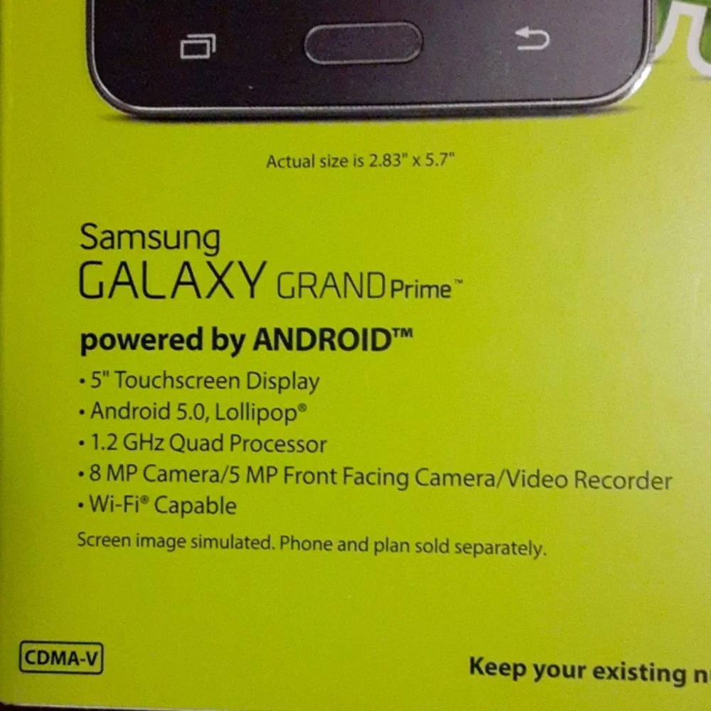 SAMSUNG GALAXY GRAND PRIME CELL, with case.