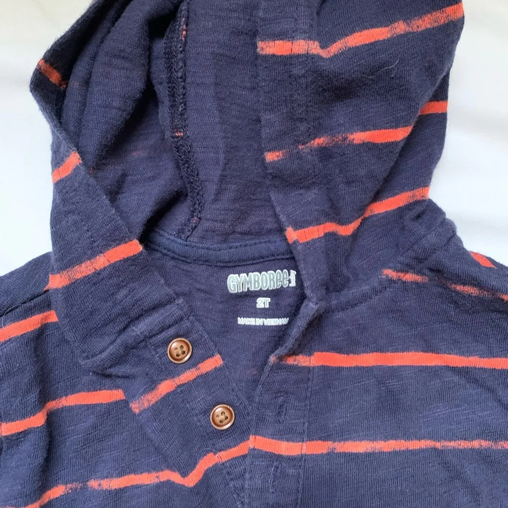 Gymboree hooded tshirt navy striped 2t
