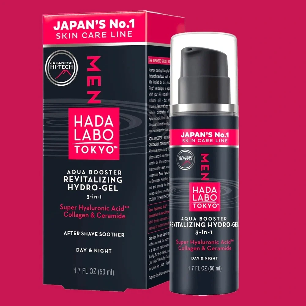 Hada Labo Tokyo Men Aqua Booster Revitalizing Hydro Gel 3 in 1, 1.7 Fl Oz. NWT.